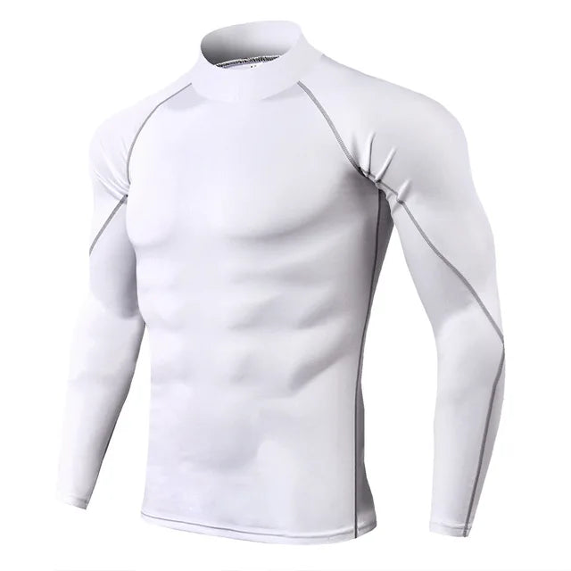 Manga longa musculação esporte camiseta masculina, camisa corrida seca rápida, ginásio Top de compressão, Fitness Rashgard apertado