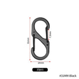 10Pcs S Type Mini Keychain Hook Stainless Steel Carabiner With Lock Anti-Theft Outdoor Camping Backpack Buckle Key-Lock Tool