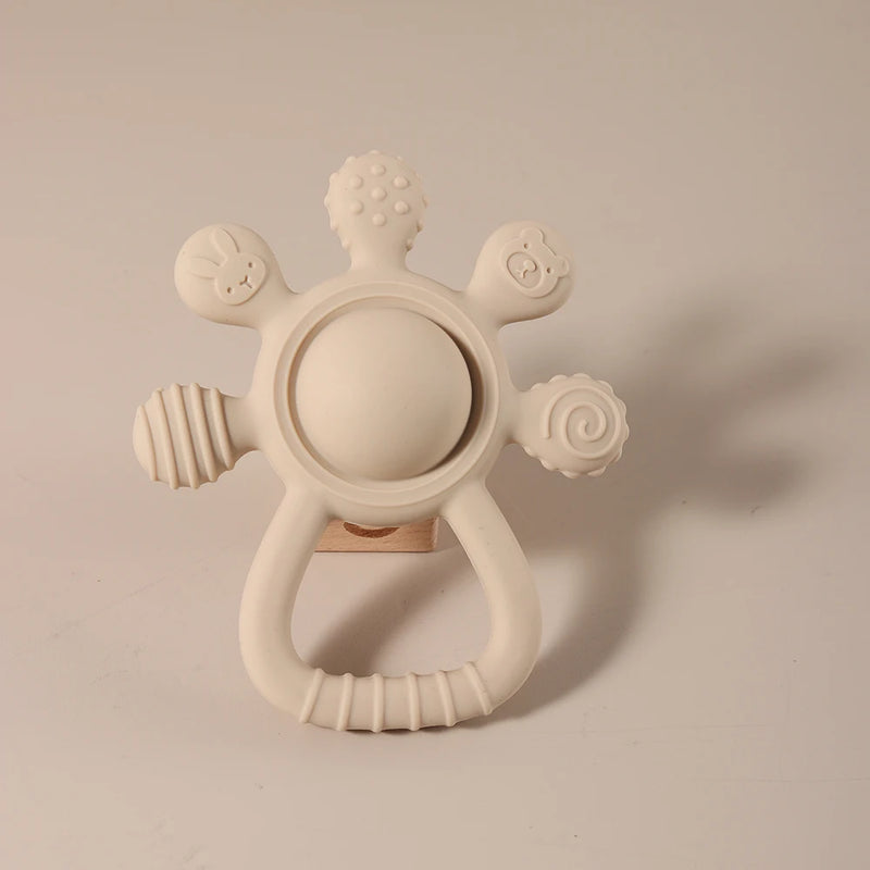 2025 new Teething Silicone Palm Rattle Teether bunny - Safe Baby Chew Toys for Soothing Sore Gums