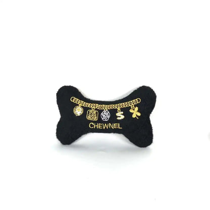 Juguetes negros de lujo para perros, regalos de cumpleaños para mascotas, accesorio para masticar cachorros, bolso, hueso, juguetes chirriantes para cachorros.