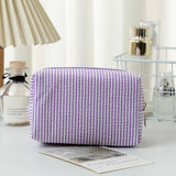 Stripe Seersucker Cosmetic Bag Fashion Women Cosmetic Bag Zipper Storage Makeup Case Traveling Pouch Organizer for Lady