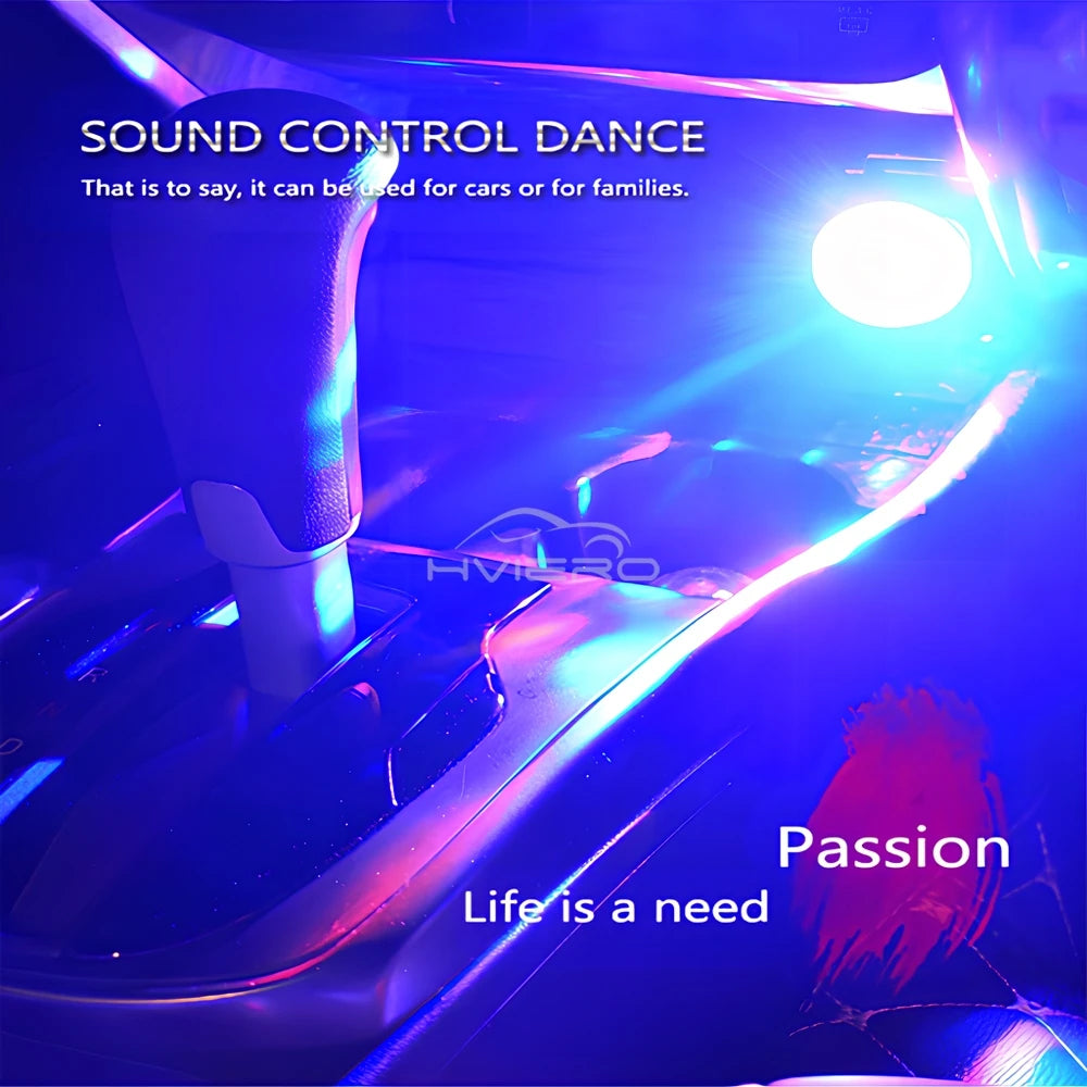 Car DJ RGB Music Sound Colorful LED Mini Mushroom Atmosphere Lights Auto USB-C IOS Holiday Party Karaoke Welcome Decoration 5V
