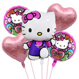 Lindo juego de globos decorativos para fiesta de anime, temática de Hello Kitty, fiesta de cumpleaños de niña kawaii, globos para baby shower, 5 piezas 