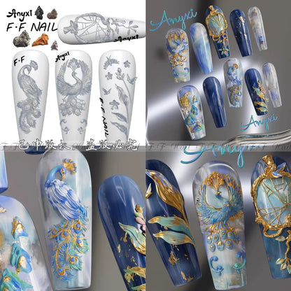 1pc  Snake Flamingo Jellyfish Dragon Dtream 3D Acrylic Mold  Nail Art DIY  Silicone  Nail Art Templates Nails Mold