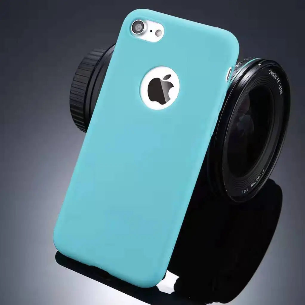 Silicon Case for iPhone 6S 6 7 8 Plus SE 2020 11 12 Pro Max 12 mini X XS MAX XR Gel Cell Phone Cover Casing Coque With logo hole