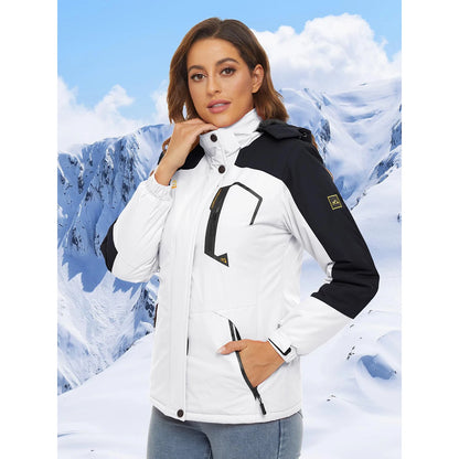 MAGCOMSEN Women's Warm Winter Fleece Lining Hooded Jackets Snowboard Coats Waterproof Ski Jacket Snow Hiking Outdoors Parkas