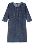 LIH HUA feminino plus size denim vestido outono chique vestidos elegantes para gorducho vestido de malha de algodão feminino