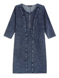 LIH HUA feminino plus size denim vestido outono chique vestidos elegantes para gorducho vestido de malha de algodão feminino