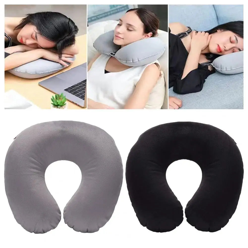 Almohada de cuello en forma de U, inflable, para aliviar la fatiga, para viajes, reposacabezas de vuelo, cojín para dormir en forma de U para avión.