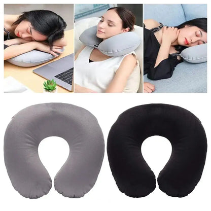Almohada de cuello en forma de U, inflable, para aliviar la fatiga, para viajes, reposacabezas de vuelo, cojín para dormir en forma de U para avión.
