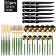 30pcs Black Dinnerware Set Stainless Steel Steak Knife Fork Coffee Spoon Teaspoon Flatware Dishwasher Safe Kitchen Tableware Set