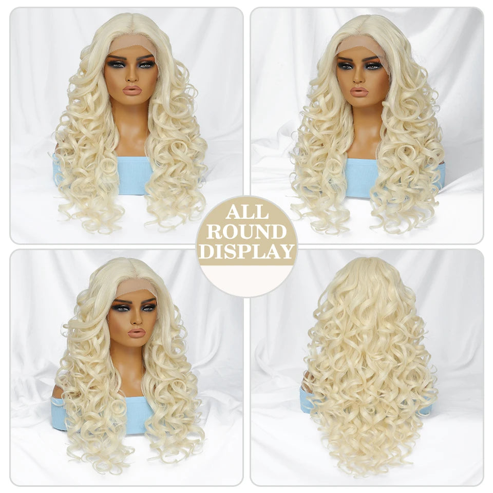 Black Brown Curly Wig Synthetic Lace Front Wigs For Women Blonde Orange Female Lace Wig 13X4.5X1 Cosplay Hair Daily Use