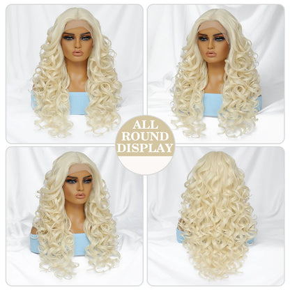 Black Brown Curly Wig Synthetic Lace Front Wigs For Women Blonde Orange Female Lace Wig 13X4.5X1 Cosplay Hair Daily Use