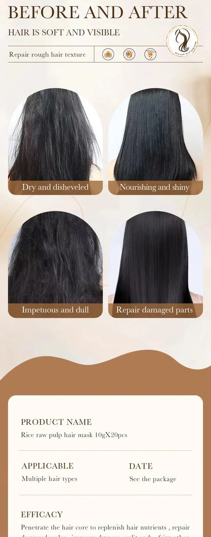 Mascarilla capilar mágica profesional reparadora natural que previene la sequedad, las puntas abiertas, repara el daño, el frizz y los enredos. Cuidado suave y liso en 5 segundos.