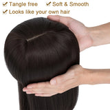 Benehair 14'' 18'' Hair Toppers with Bangs for Women Synthetic 6x6 Top Hairpieces Wigs Long Straight Clip in Hair Extension