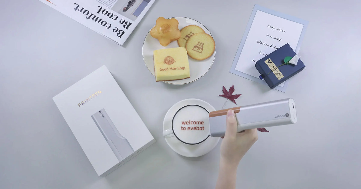 EVEBOT Printpen Food-Specific Handheld Printer Bread Coffee Milk Tea Biscuit Pattern Logo Smart Portable Mini Small Print