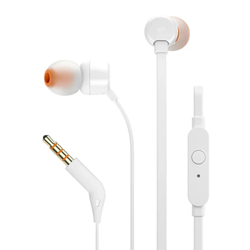 Auriculares T110 con cable de 3,5 mm, estéreo auténtico, graves profundos, deportivos, control en línea, manos libres y micrófono.