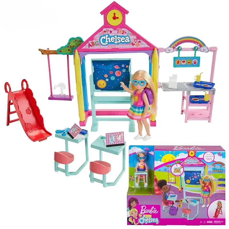 Original Barbie Club Chelsea Mini Kelly Series Roleplay Dolls Life Relax Simulation Bed Time Toys for Girls Princess Family Gift