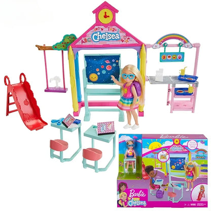 Original Barbie Club Chelsea Mini Kelly Series Roleplay Dolls Life Relax Simulation Bed Time Toys for Girls Princess Family Gift