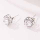 Delicate Small Round Stud Earrings Women with Shiny Cubic Zirconia Simple Versatile for Teens Fashion Jewelry