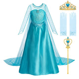 Halloween Elsa Dress for Girls Children Party Princess Costume Kids Disguise with Long Cloak Girl Snow Queen Carnival Clothes