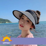 New Sun Hat Women's UV Protection Sun Hat Summer Empty Top Cap Large Brim Outdoor Cycling Face Shade Hat Woman