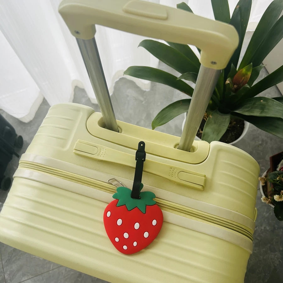 1/2pcs red strawberry luggage tag PVC soft rubber identification tag bag pendant luggage bag anti loss surname name tag hanging