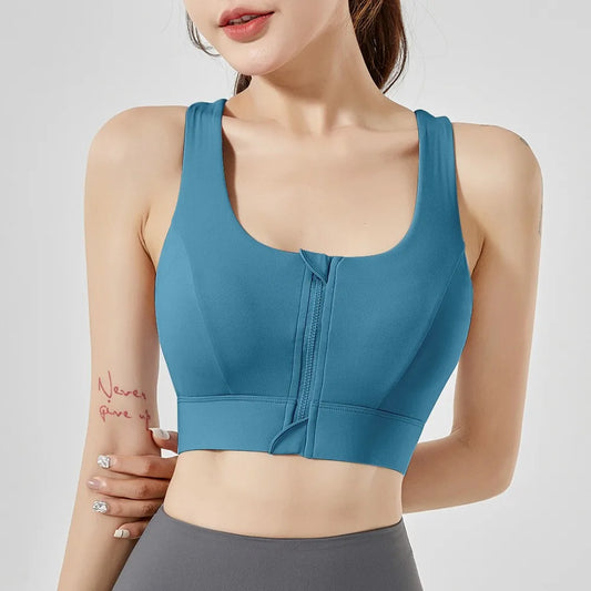 Front Zipper Sports Bra Shock-Proof Sports Underwear High Impact Yoga Bra Quick Dry Running Vest Fitness Yoga Bra Top For Women