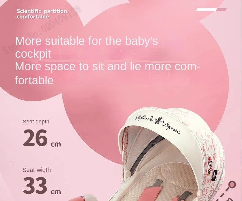 Pink Newborn Stroller can sit or lie down 0-6 years old Children Lightweight Folding Boardable Travel 360 ° Steering Stroller
