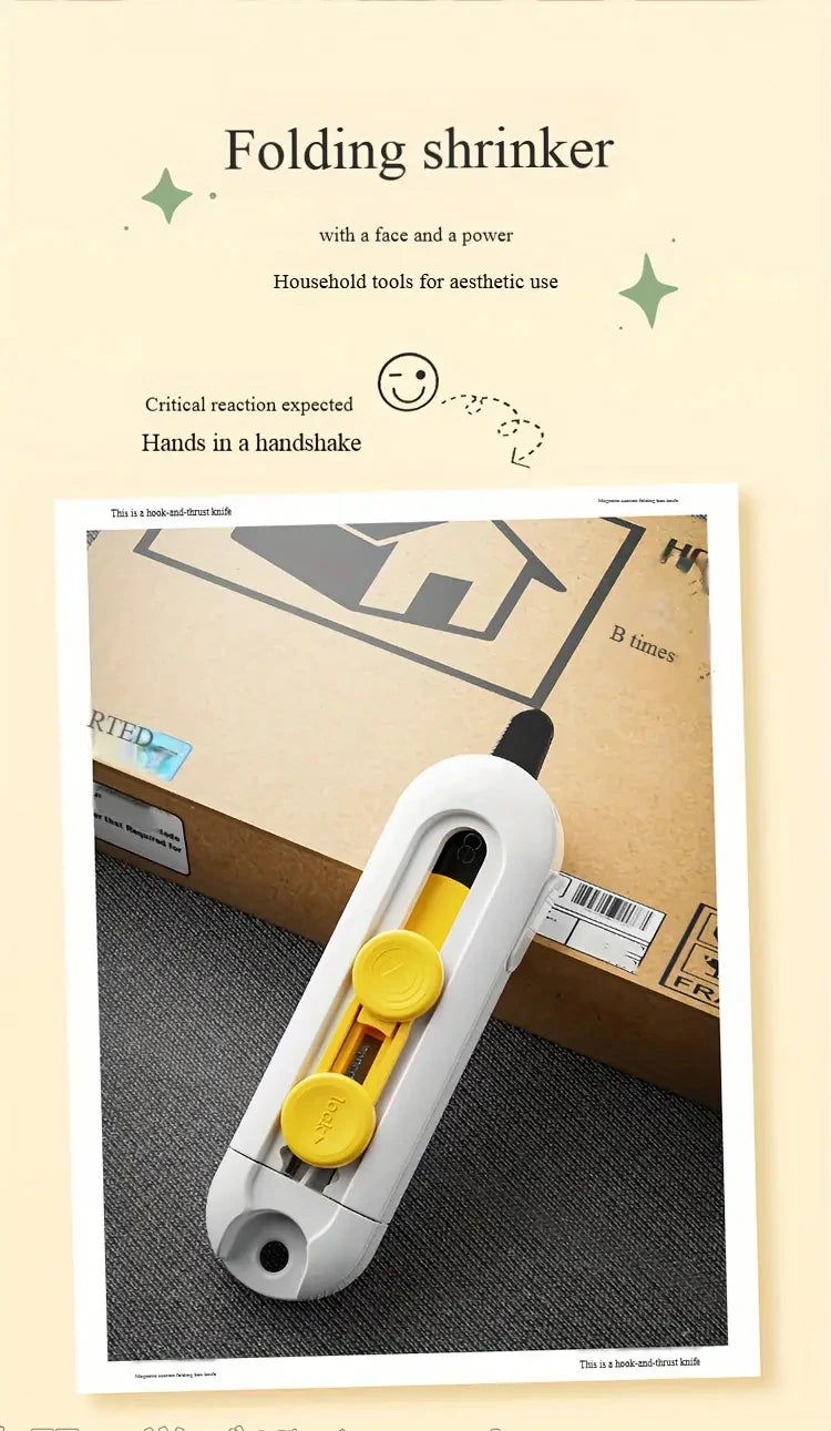 1pc, magnetic mini box cutter Portable box cutter Letter opener and paper cutter Retractable blade Durable ABS material mini box