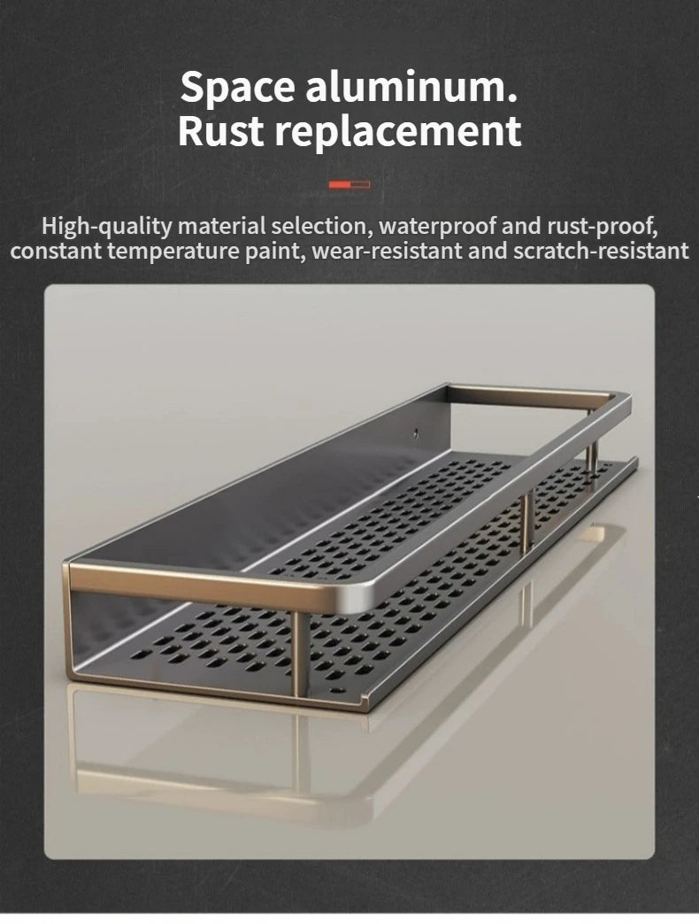 Aluminum Kitchen Rack Kitchen Shelf Toilet Storage No Drill Hanging Rack Bathroom Organizer Hang on the Wall Kitchen