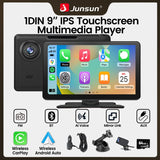 Junsun 9 inch Car DVR 4K Dash Cam Wireless Carplay for Apple Android Auto Dual Lens Video Recorder Dashboard Monitor FM BT AUX