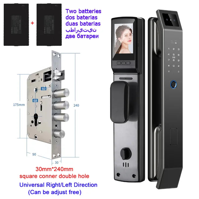 3D Face Recognition Unlock Digital Door Lock With Camera FINgerprint Password Unlock Keyless Electronic Door Lock