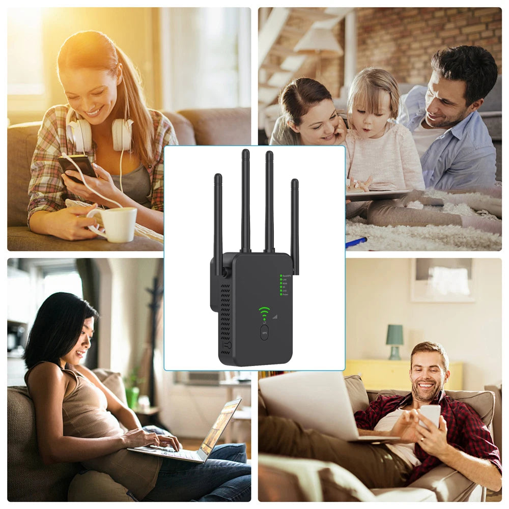 Repetidor WiFi inalámbrico de 1200 Mbps, amplificador de señal WiFi de doble banda 2,4 G, 5G, amplificador WiFi Gigabit 802.11ac, enrutador WPS.