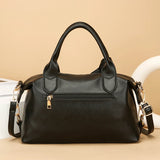 Genuine Brand Soft Leather Shoulder Bag For Women Casual Tote Bag Female Solid Color Purse Simple Design Handbag Commuting Sac