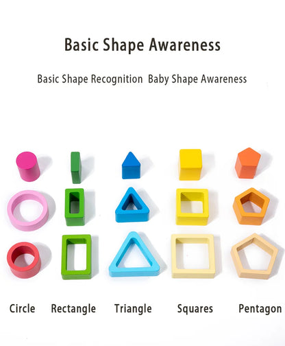 Bloques de desarrollo de inteligencia para bebés, juguetes de madera para combinar en la educación temprana, color y cognición de formas, educación Montessori