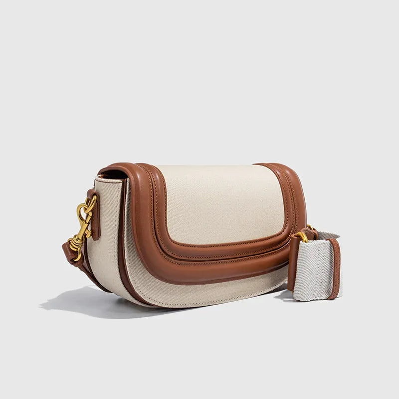 Fashionable Versatile Women's Crossbody Bag 2024 New Color Blocking Canvas Single Shoulder Sling Bag Motorcycle Equipment Access
