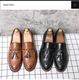 Pointed casual moccasins for men fringed slip-on men's shoes Beef soles bean boat shoes Fashion hair stylist fashion shoes