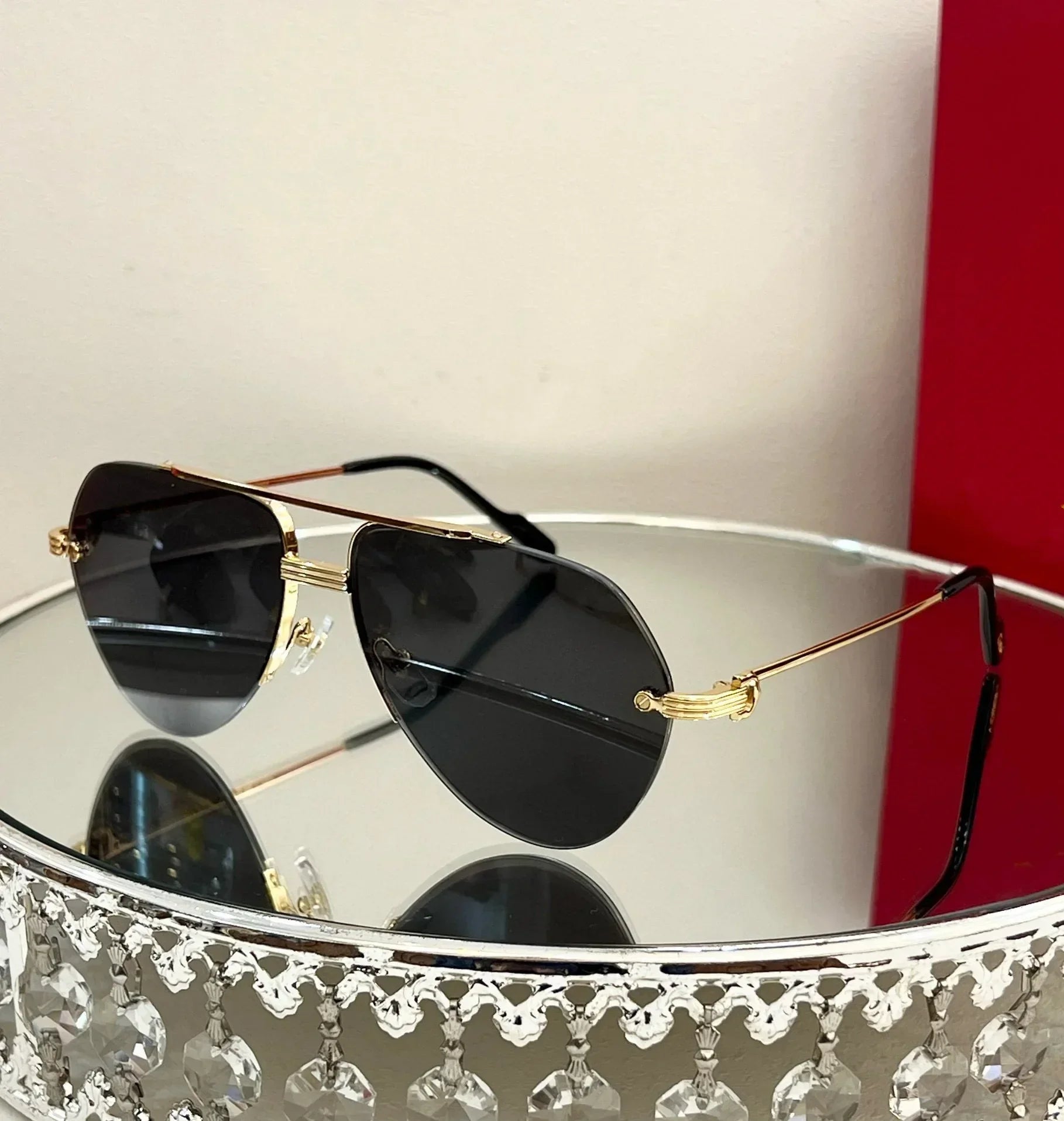 Ollymurs  Frameless Brushed SunglassesDesigner CT0427S CAR Card Home New Men's Comfortable Fashion Anti-ultraviolet Sunglasses