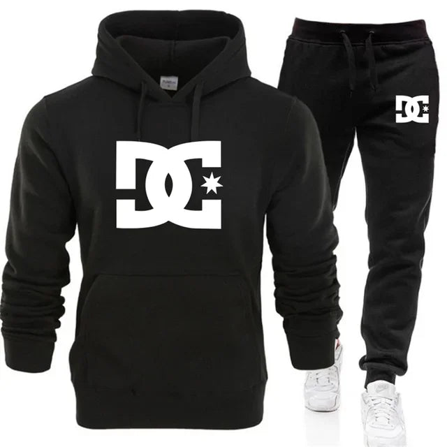 New men's autumn and winter hooded sweatshirts, sportswear, outdoor fashionable jogging couple pullovers and trousers two-piece