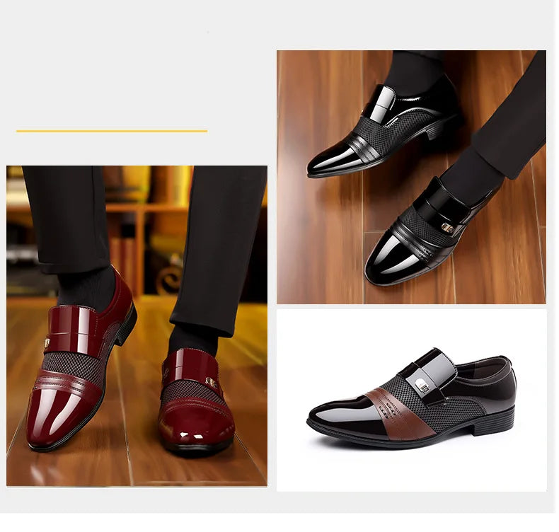 Men's Luxury Lacquer Oxford Wedding Shoes, Pointed Toe Dress Shoes for Men, Classic Business Men's Leather Shoes, Big Size 38-48
