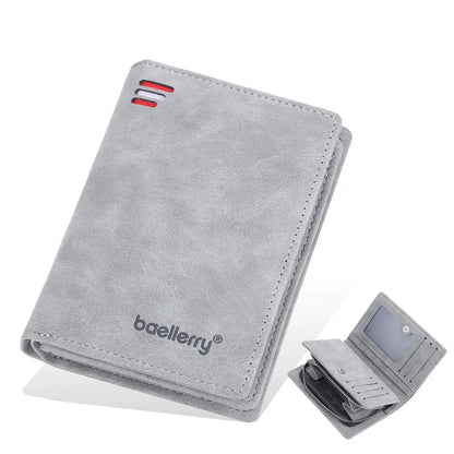 New Leather Men Wallets High Quality Zipper Short Desigh  Wallet Hipster Credit Card Holders Inserts Coin Purses Vintage Walltes