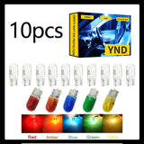10pcs Car T10 12V 194 168 W5W 3W/5W Wedge Warm White Bule Red Yellow Green Amber Halogen Bulb Replacement Dashboard Bulb Light