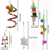 7pcs Pack Wood Parrot Toys Bird Toy Cage Bird Accessories  Swing Suspension Bridge Ball Cage Bells Pet Supplies Set