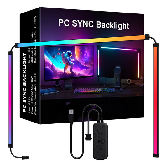 Tira de luces LED RGB con retroiluminación para TV, PC, monitor de computadora, sincronización de pantalla, juego de bricolaje, decoración de ambiente festivo, lámpara