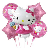 Lindo juego de globos decorativos para fiesta de anime, temática de Hello Kitty, fiesta de cumpleaños de niña kawaii, globos para baby shower, 5 piezas 