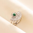 1pc Green Turquoise Ring Hippie Stainless Steel Silver Color Charm Opening Adjustable Ring Women Chunky Bohemian Party Jewelry