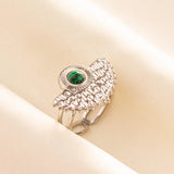 1pc Green Turquoise Ring Hippie Stainless Steel Silver Color Charm Opening Adjustable Ring Women Chunky Bohemian Party Jewelry