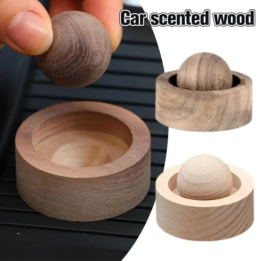 Difusor de Madeira para Óleos Essenciais (Carro) – Design Esférico, Dispersão de Fragrância Natural, Decoração para Quarto e Carro