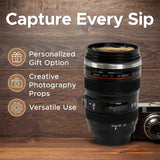 1pc SLR Camera Lens Cup Camera Lens Model Stainless Steel Casual Cup with Lid Coffee Mug White Black Coffee Mugs Creative Gift